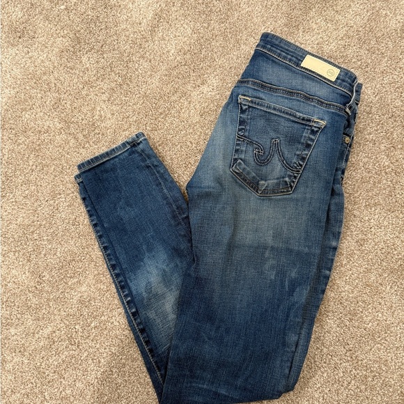 Ag Adriano Goldschmied Blue Skinny Jeans with Vintage Fading - Picture 1 of 3